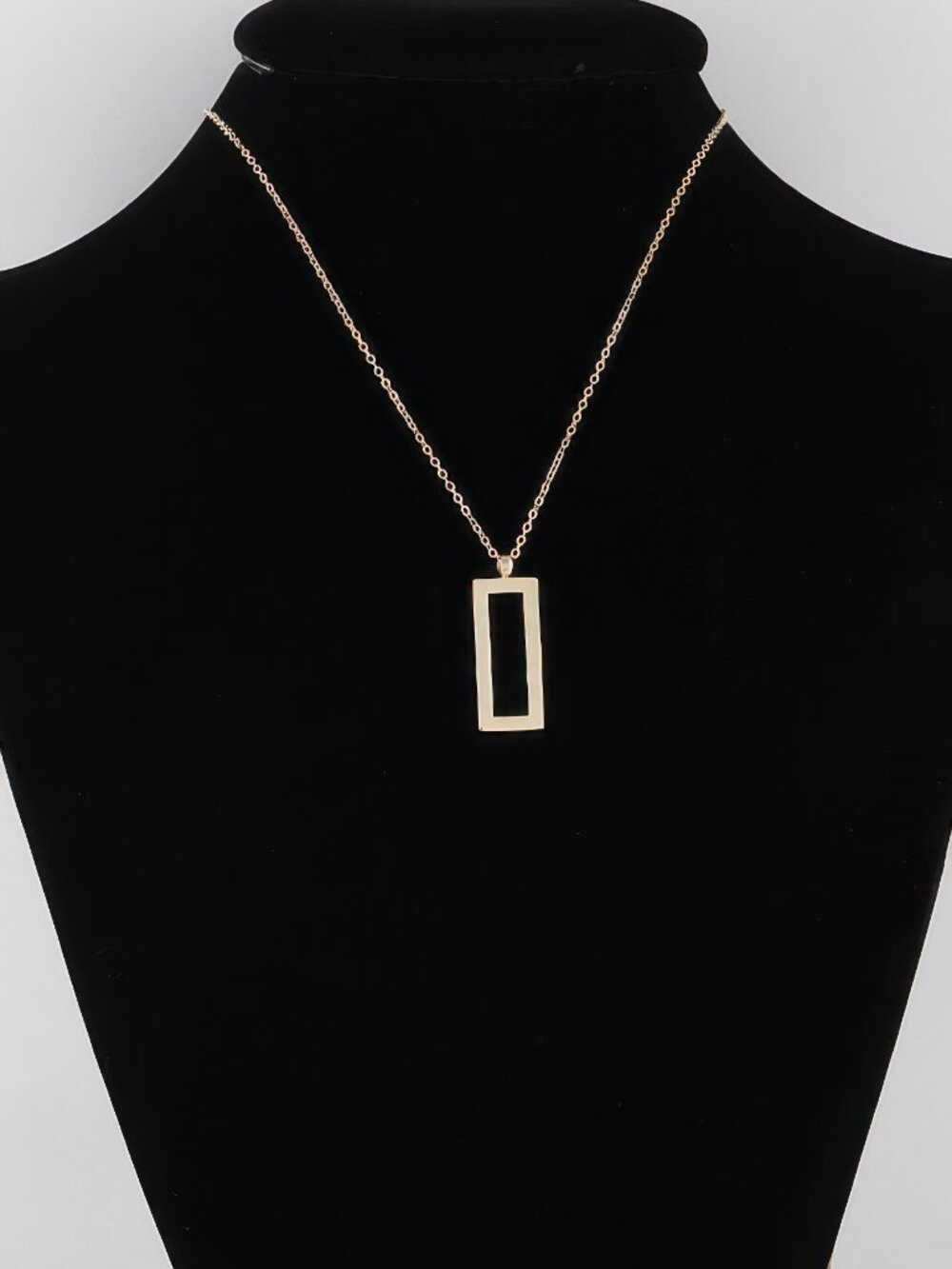 Open Rectangle Pendant Necklace